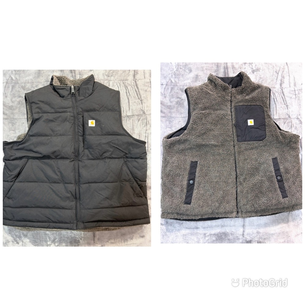 Carhartt Reversible Vest Womens Black Grey Sherpa Quilted OV5607-W XL